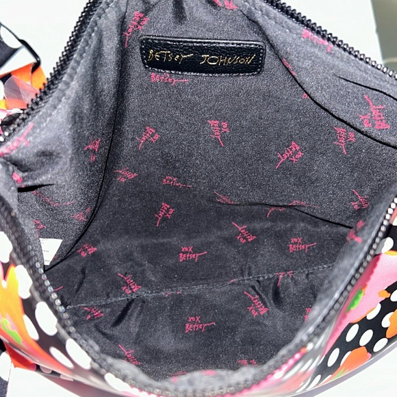 🆕 BETSEY JOHNSON Large Clear Tote Bag & Crossbody Set Black Floral Polka Dot - Picture 10 of 16